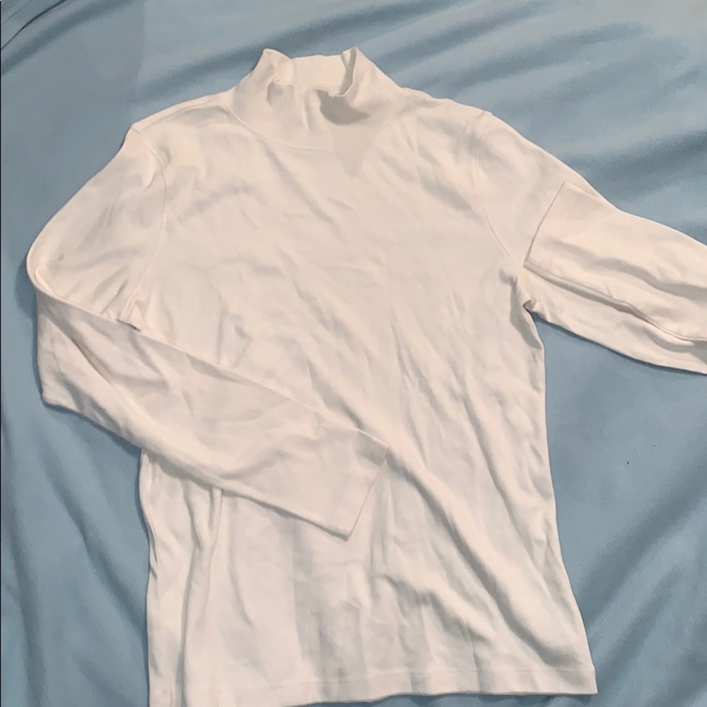 plain white never work turtle neck